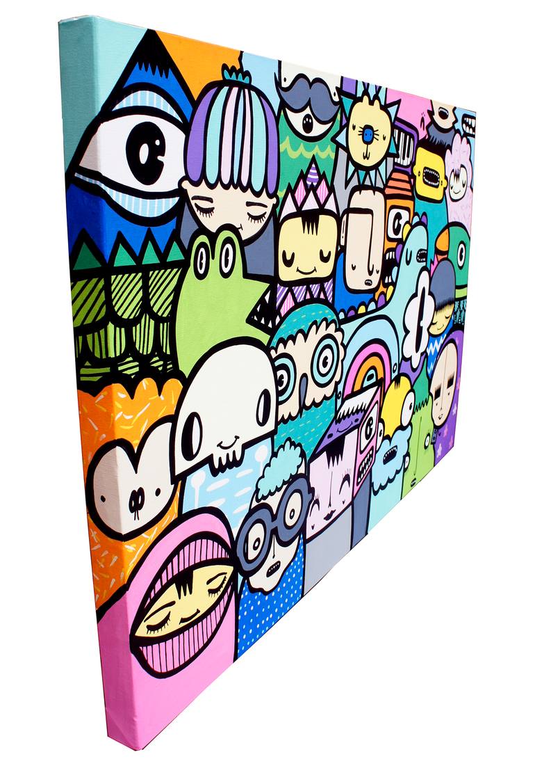 Original Street Art People Painting by Kev Munday