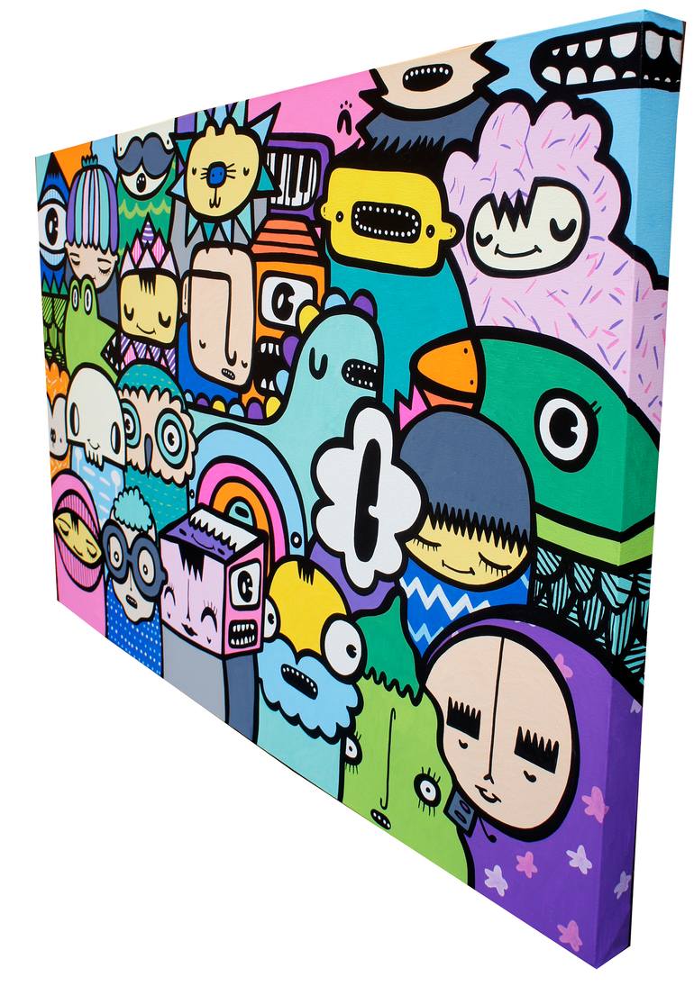 Original Street Art People Painting by Kev Munday