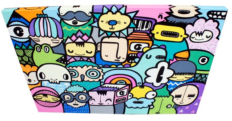Original Street Art People Painting by Kev Munday