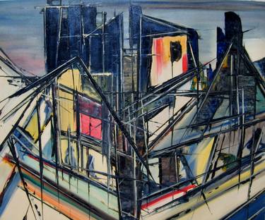 Original Abstract Expressionism Architecture Paintings by manilal wijesinghe