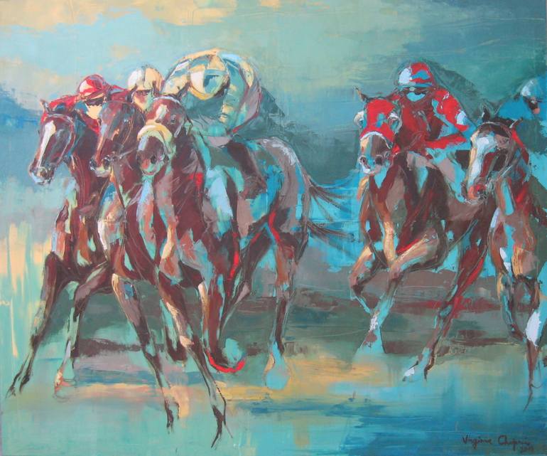 Horse race Painting by Virginia Chapuis | Saatchi Art