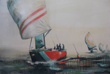 Original Expressionism Sailboat Paintings by Virginia Chapuis