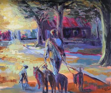 Original Figurative Dogs Paintings by Virginia Chapuis