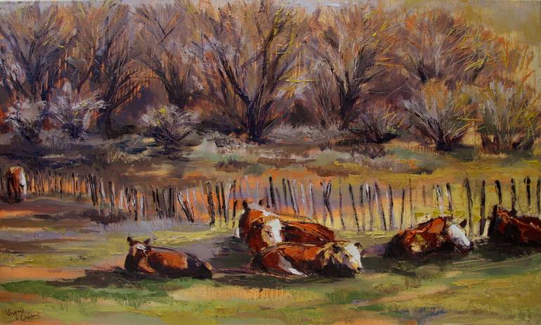 Original Expressionism Cows Paintings by Virginia Chapuis