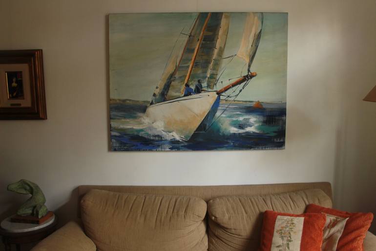 Original Sailboat Painting by Virginia Chapuis
