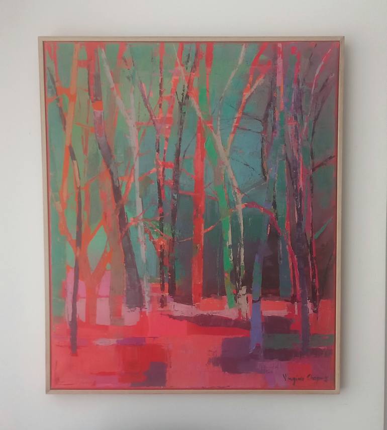 Original Expressionism Tree Painting by Virginia Chapuis