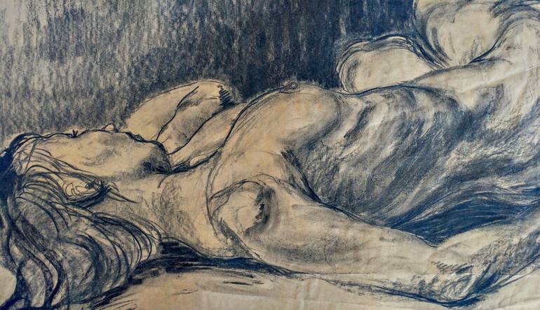 Original Figurative Nude Drawing by Miroslava Zaharieva