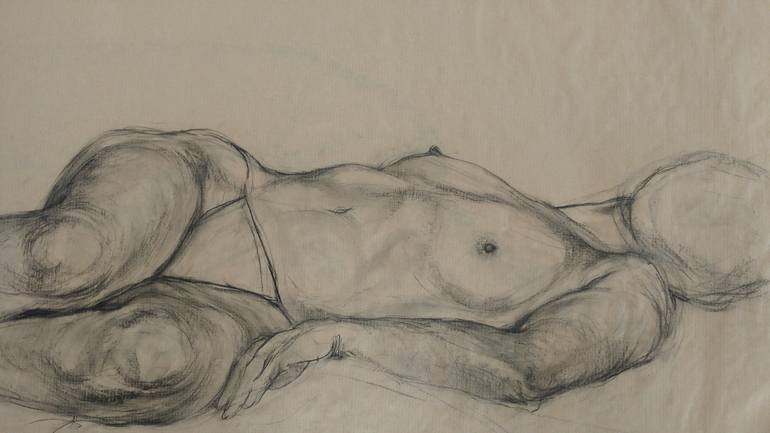 Original Nude Drawing by Miroslava Zaharieva