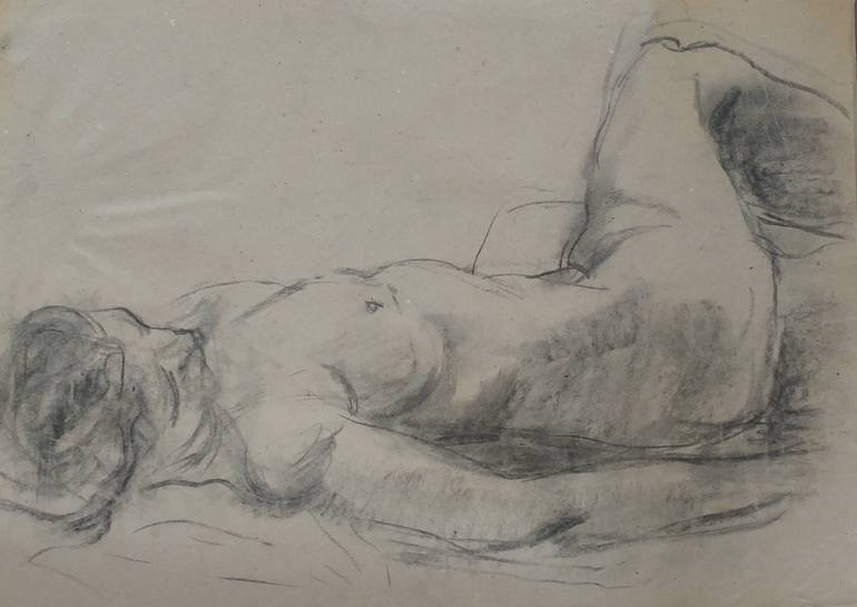 Original Nude Drawing by Miroslava Zaharieva