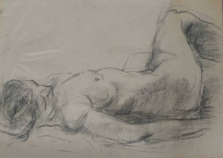 Original Expressionism Nude Drawing by Miroslava Zaharieva