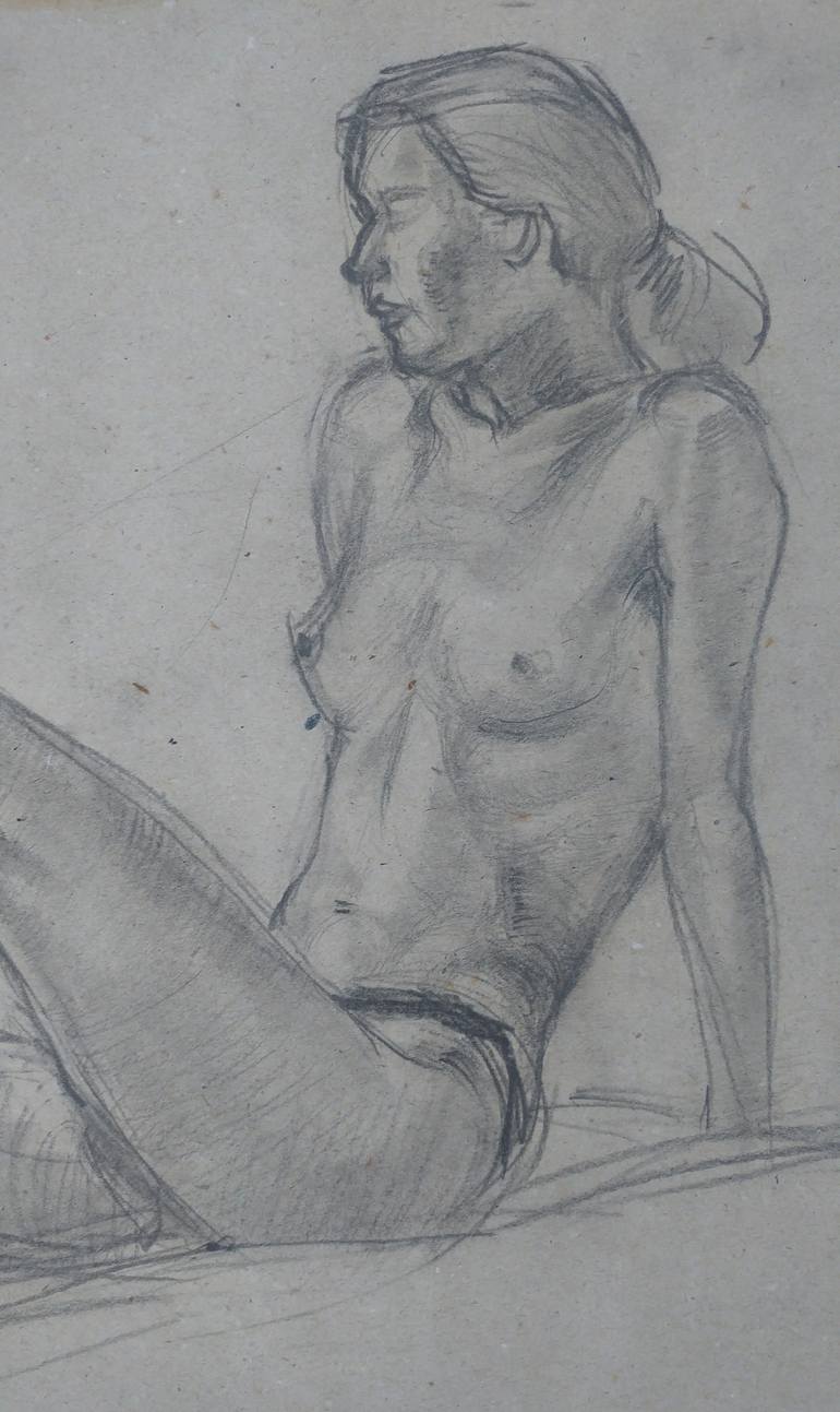 Original Figurative Nude Drawing by Miroslava Zaharieva