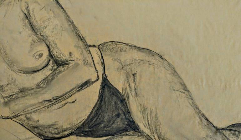 Original Expressionism Body Drawing by Miroslava Zaharieva