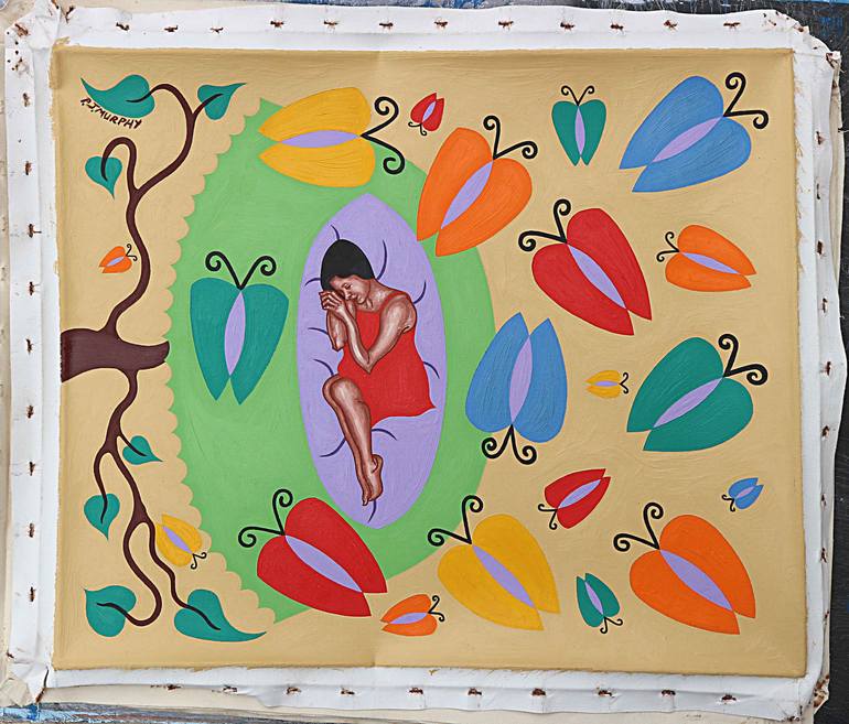 Original Symbolism Floral Painting by Patrick J Murphy