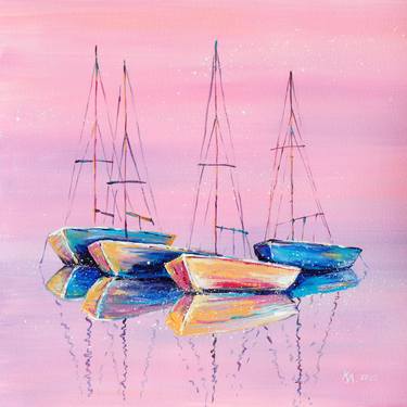 Original Boat Paintings by Liubov Kvashnina