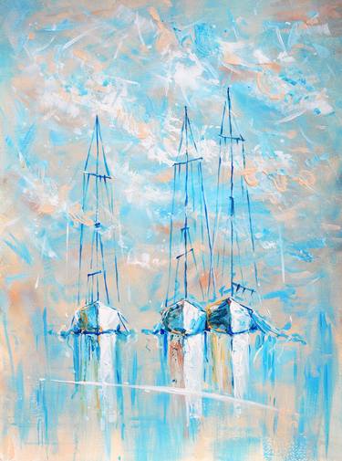 Print of Sailboat Paintings by Liubov Kvashnina