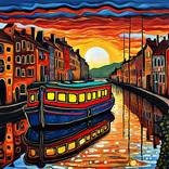 Barge on the canal by George Hunter