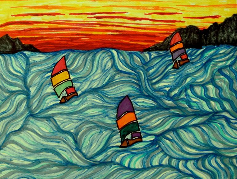 Sailing In Rough Waters Drawing By George Hunter Saatchi Art