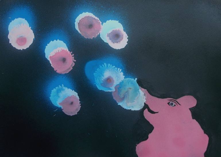 Pink Elephant Blowing Bubbles Painting By George Hutton Hunter