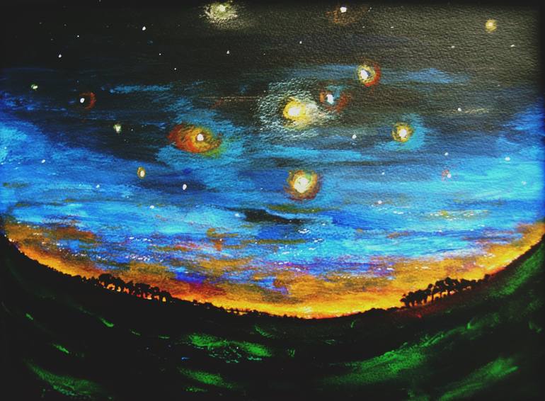 Country Starry Night Painting by George Hunter | Saatchi Art