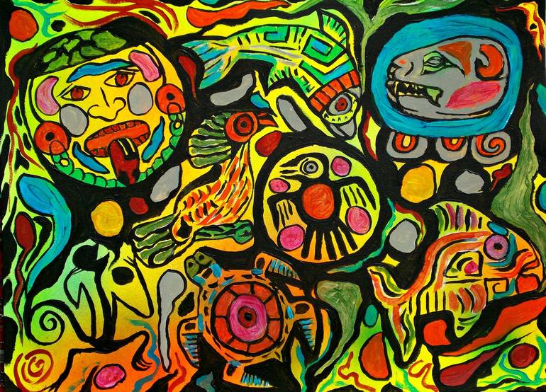 Mayan Dreamscape Painting by George Hunter | Saatchi Art