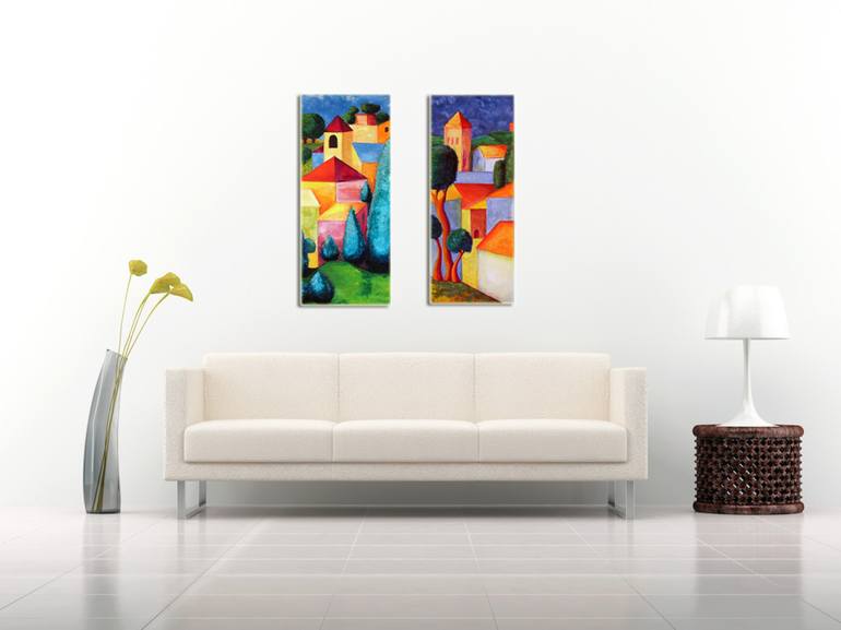 Original Cubism Places Painting by Maite Rodriguez