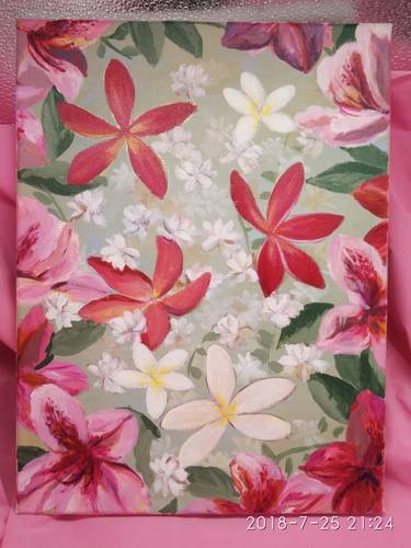 Original Fine Art Floral Painting by ka yin leung