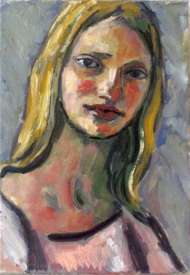 Girl with Wheat Coloured Hair, Oil on Canvas, 2016 Portrait of a young girl, 3rd session, abstraction thumb