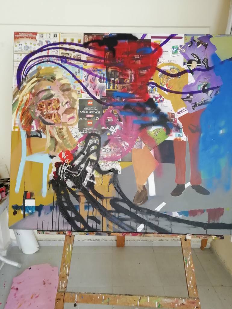 Original Expressionism People Painting by Mehmet Gülbulak