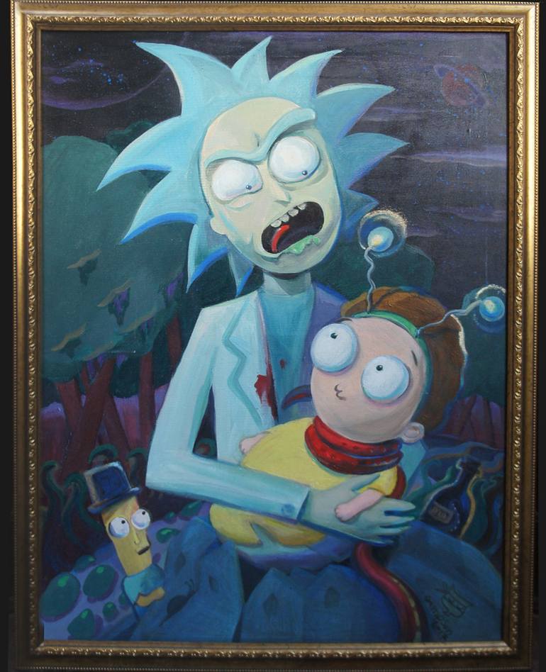 Rick versus Morty Painting by Simpson Simona | Saatchi Art