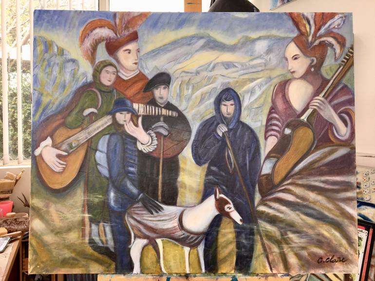 Original Expressionism People Painting by Catherine Clare