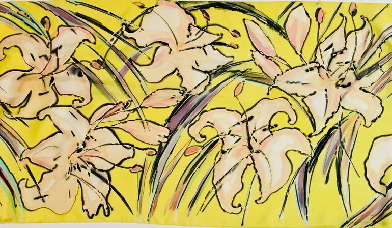 Original Art Deco Floral Painting by Catherine Clare