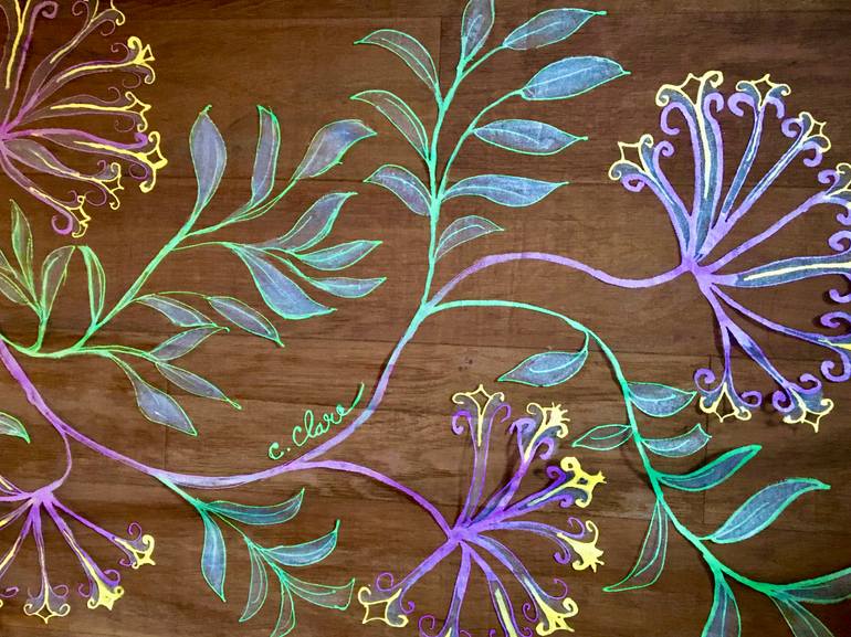Original Art Deco Floral Painting by Catherine Clare