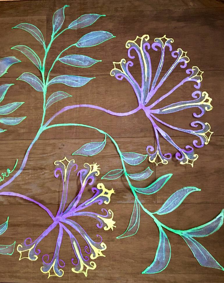 Original Art Deco Floral Painting by Catherine Clare
