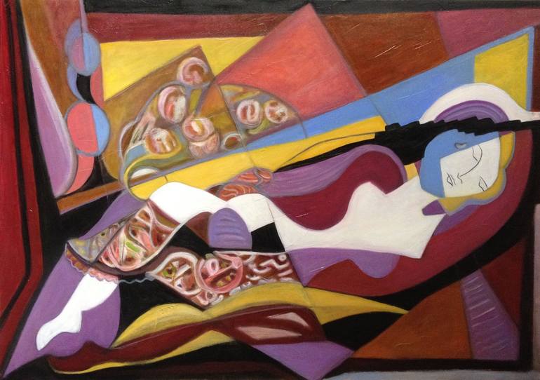 Original Cubism Erotic Painting by Catherine Clare