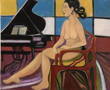 Original Cubism Nude Painting by Catherine Clare