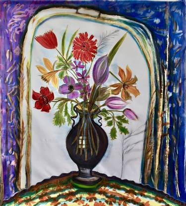 Flowers in a vase after Giovanna Garzoni thumb