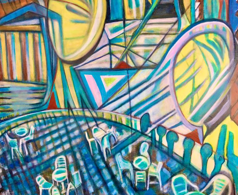 Original Art Deco Geometric Painting by Catherine Clare