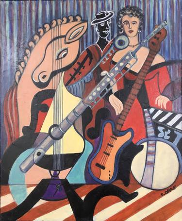 Print of Cubism Music Paintings by Catherine Clare