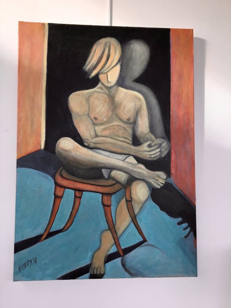 Original Expressionism Men Painting by Catherine Clare