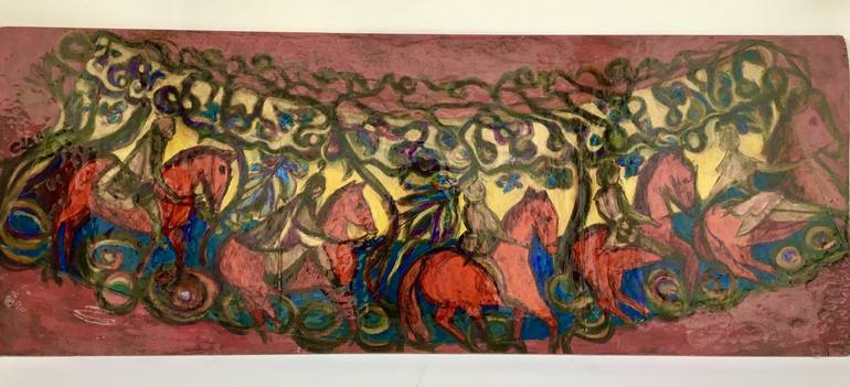 Original Art Deco Horse Painting by Catherine Clare