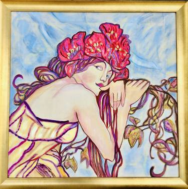 Original Art Deco Floral Paintings by Catherine Clare