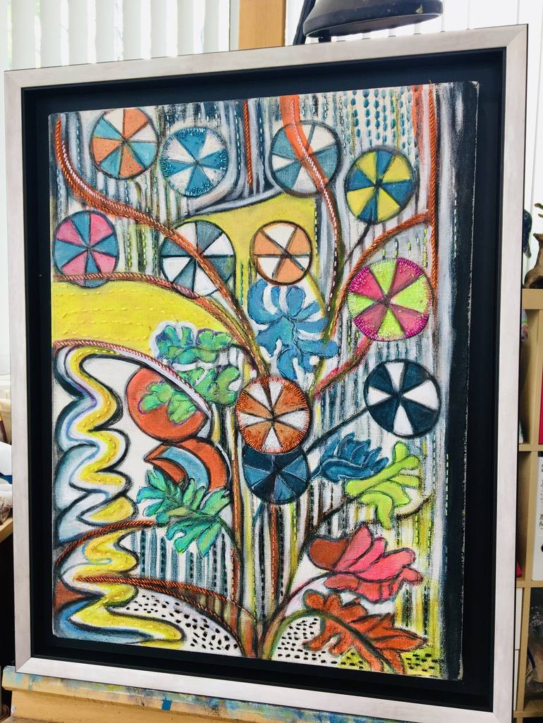 Original Art Deco Floral Painting by Catherine Clare