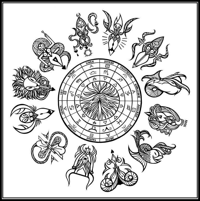 Zodiac Drawing by Dominika Go b Saatchi Art