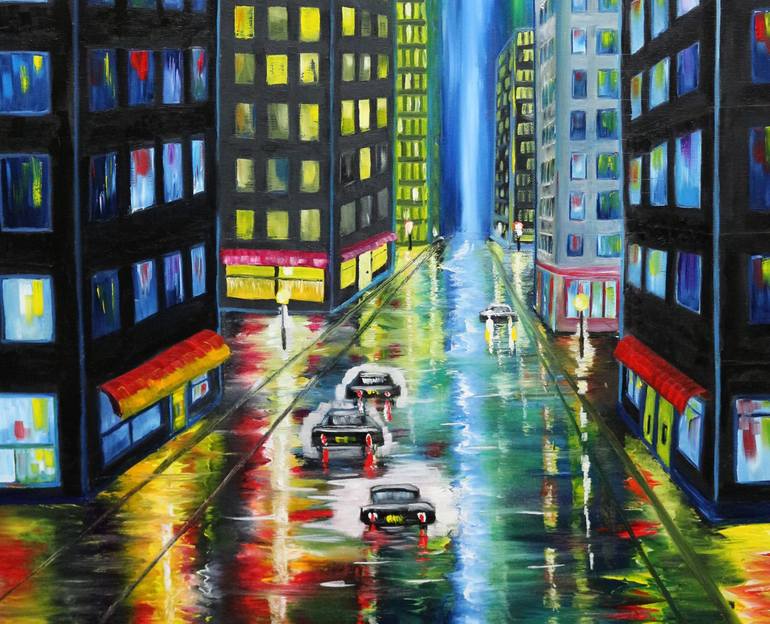 Original Expressionism Cities Painting by Galina Zimmatore