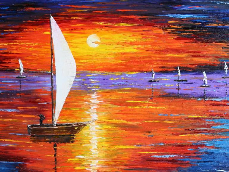 Original Impressionism Seascape Painting by Galina Zimmatore