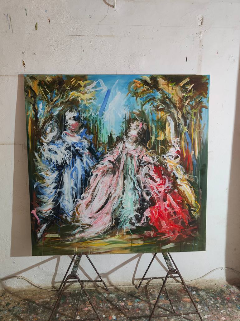 Original Abstract Expressionism People Painting by Mandy Racine