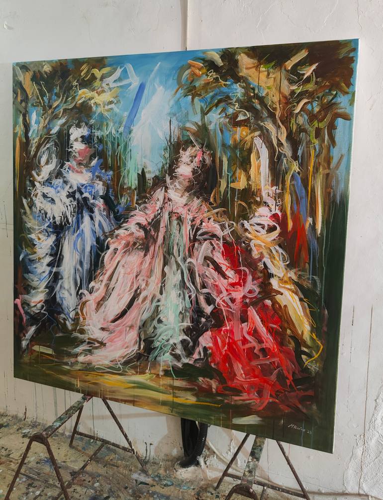 Original Abstract Expressionism People Painting by Mandy Racine