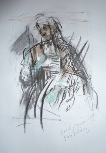 Sketch Seated Figure with Blue Hands thumb