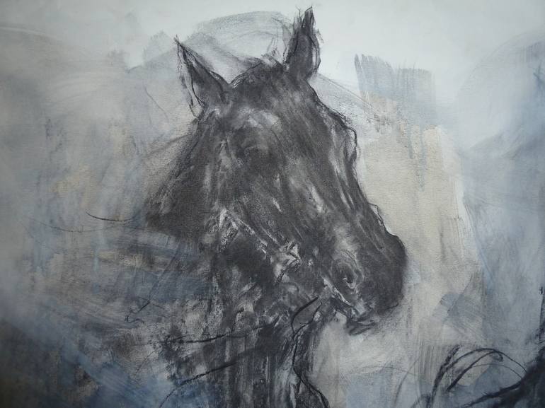 Original Abstract Expressionism Horse Drawing by Mandy Racine