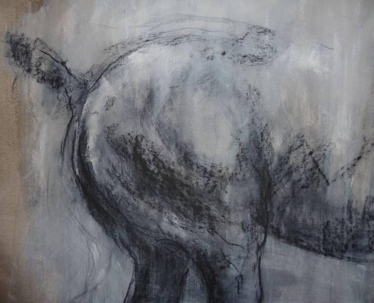 Original Abstract Expressionism Horse Drawing by Mandy Racine